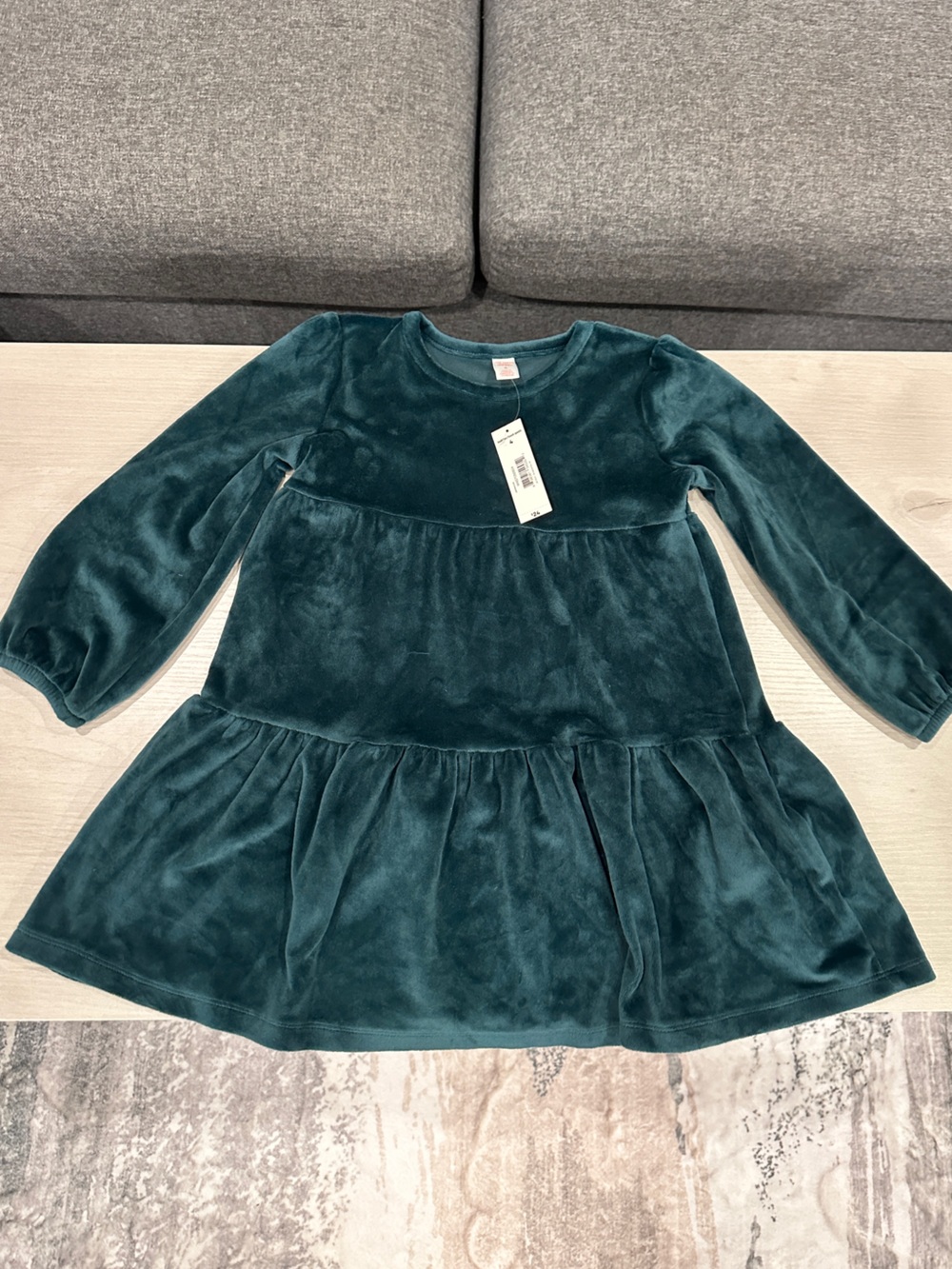 Joe Fresh Dark Teal Velvet Long Sleeve Dress